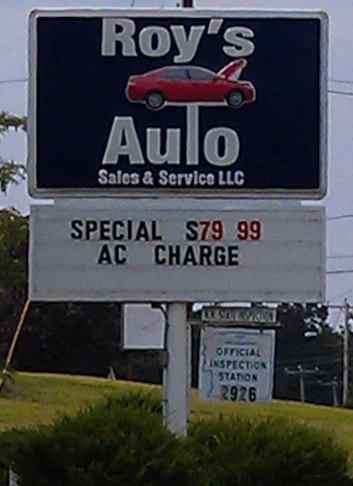 Roys Auto sign Hudson NH